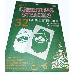 Vintage Mcm Rauch Christmas Stencils 32 Large Spray Snow Decoration Kit